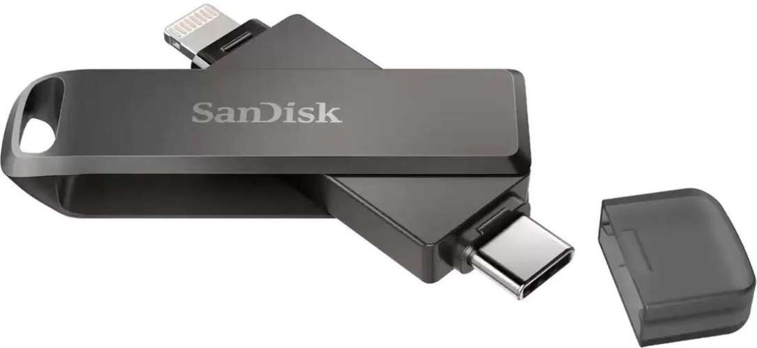 USB Type-C/Lightning Sandisk Phone Drive iXpand 256ГБ, USB3.0, черный [sdix70n-256g-gg6ne]